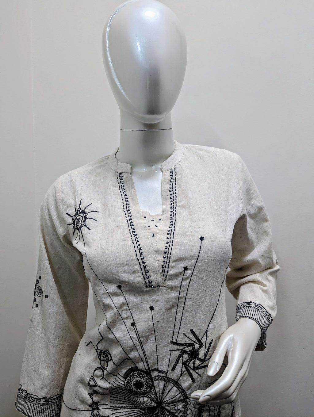 Flax Cotton Co-ord Set with Embroidery & Bead Detailing