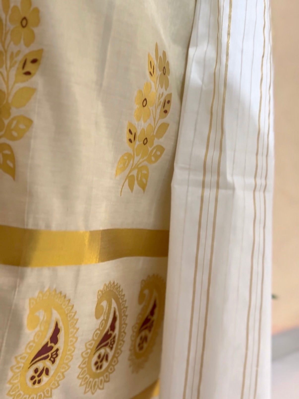 Elegant Off-White Tissue Silk Churidar Material with Cotton Dupatta & Bottom | 3-Piece Unstitched Suit Set
