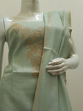 Aulera Mint Green Tissue Silk Cotta Check Embroidered Churidar Material