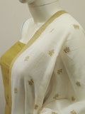 Ivory & Gold Unstitched 3-Piece Churidar Set | Elegant Ethnic Wear