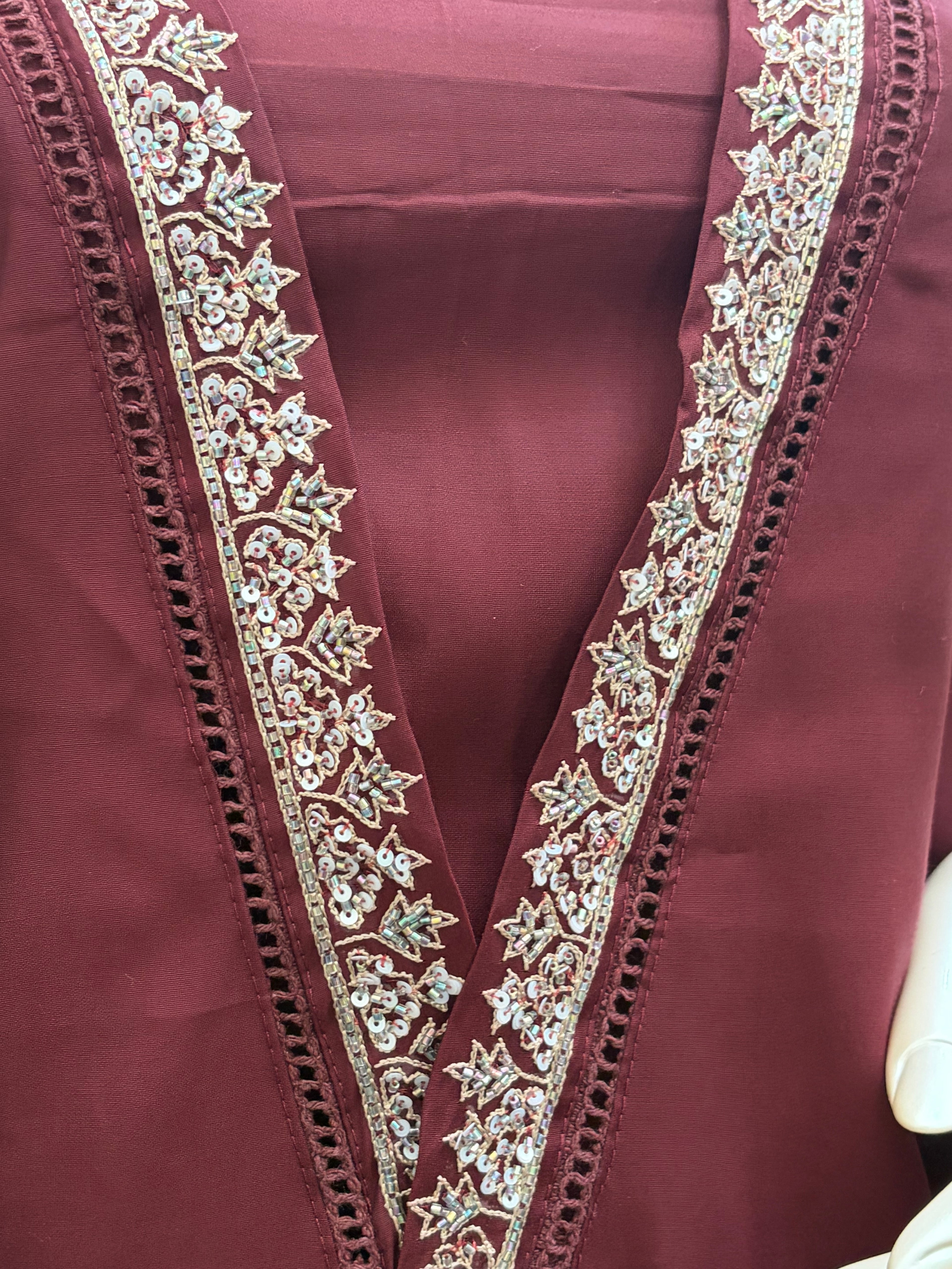 pure Roman Silk Designer Suit Material with Embellished V-Neck & Embroidered Kotta Dupatta