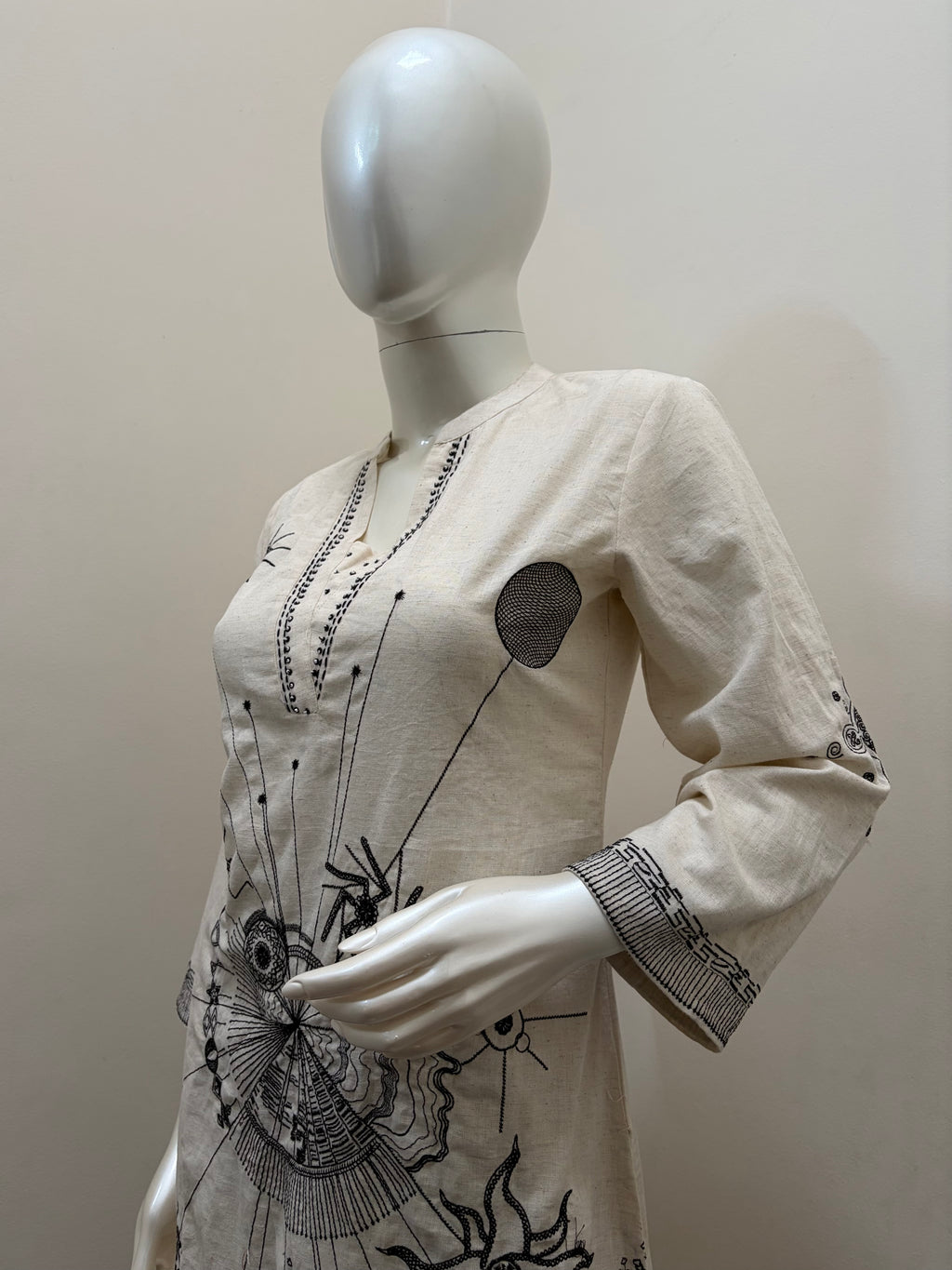Flax Cotton Co-ord Set with Embroidery & Bead Detailing