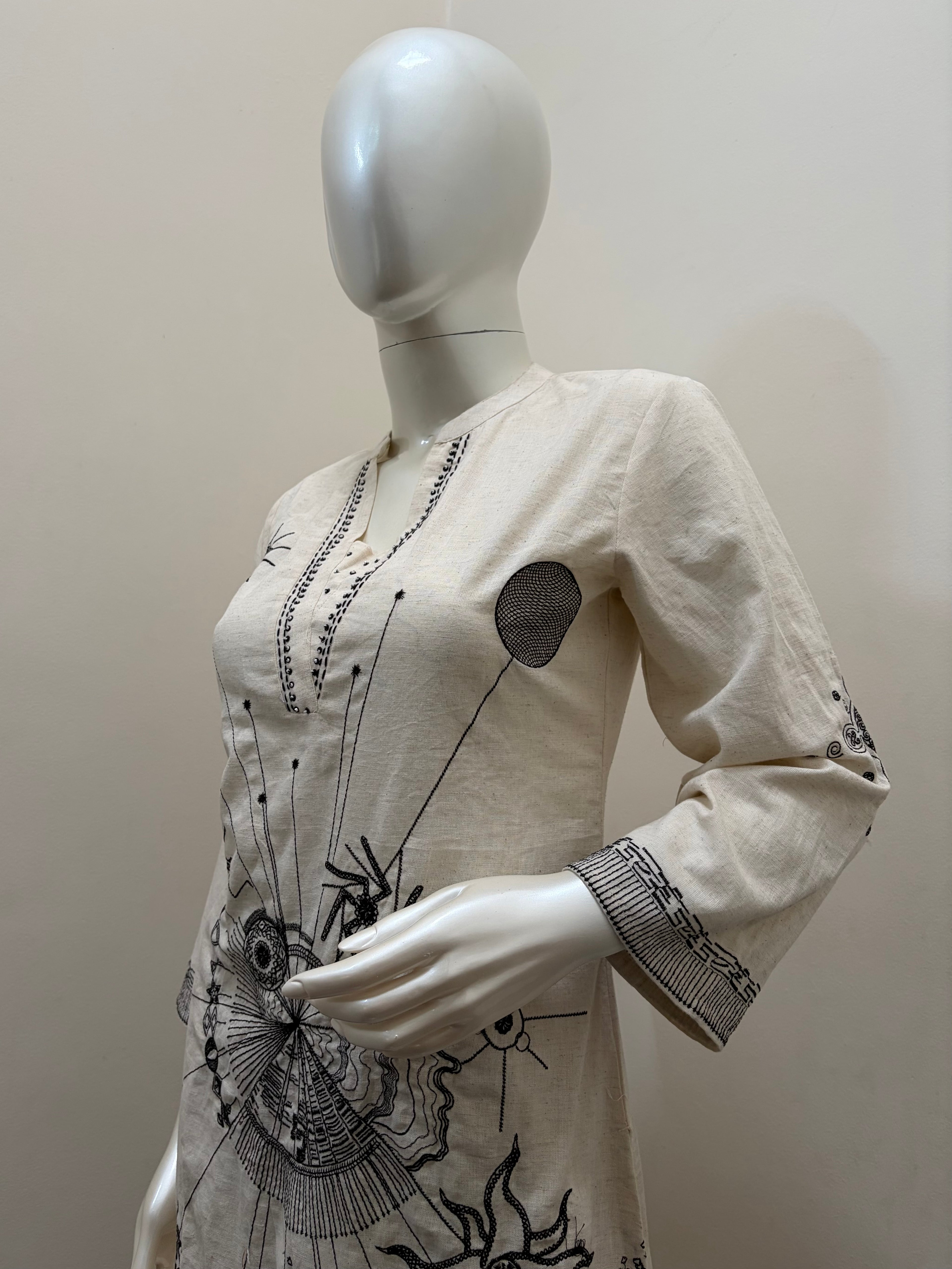 Flax Cotton Co-ord Set with Embroidery & Bead Detailing