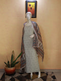 Linen willow Green Kurta Set with Delicate embroidered butters