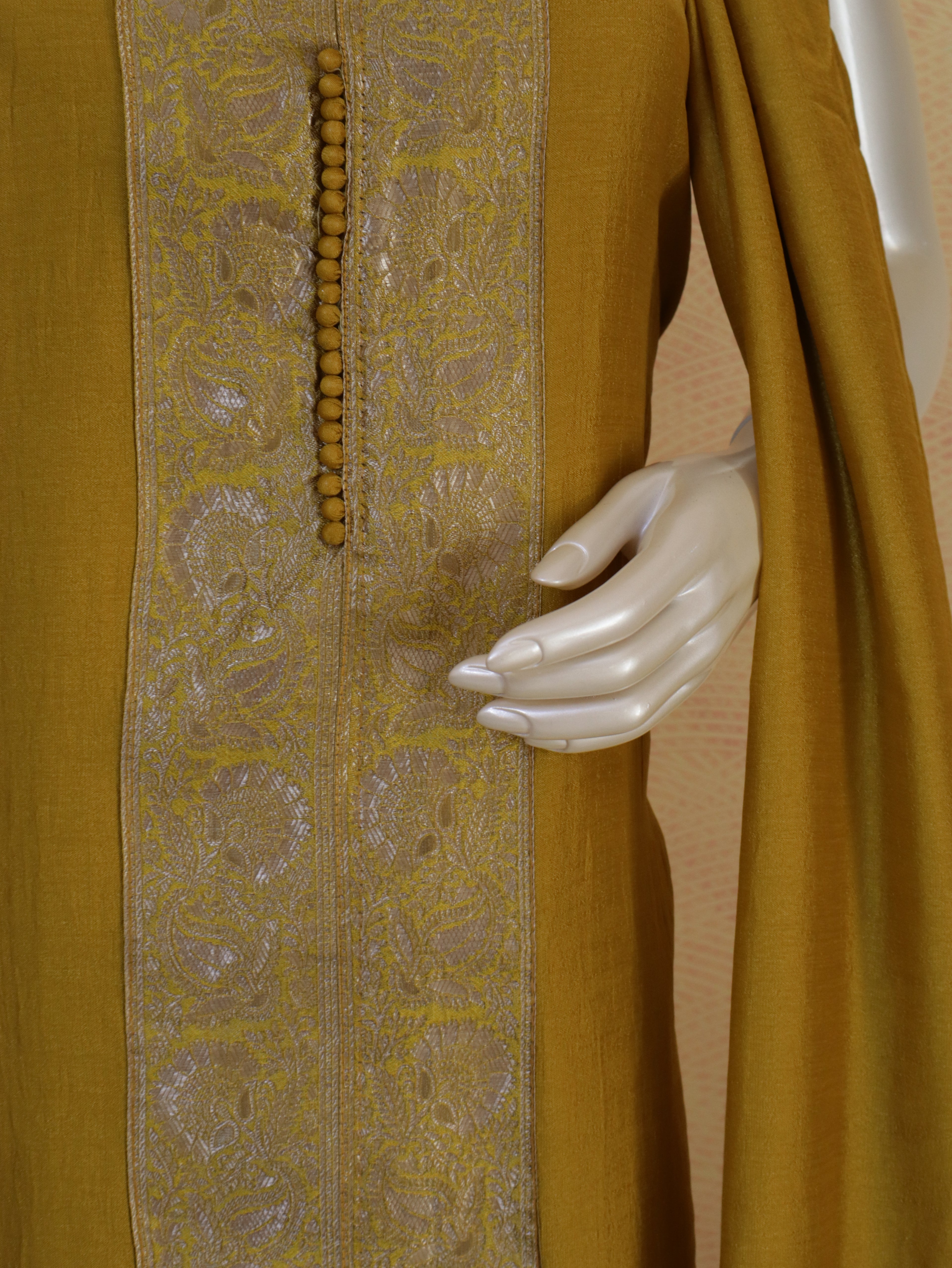 Mustard Banarasi Jacquard Suit Material | Soft & Comfortable Ethnic Wear | Party Wear Dress Material for Women