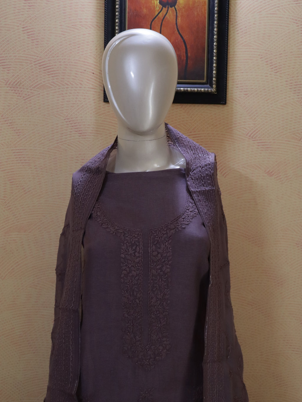 Mauve Dora Silk Suit Material | Soft & Comfortable Elegant Ethnic Dress Material with Dupatta