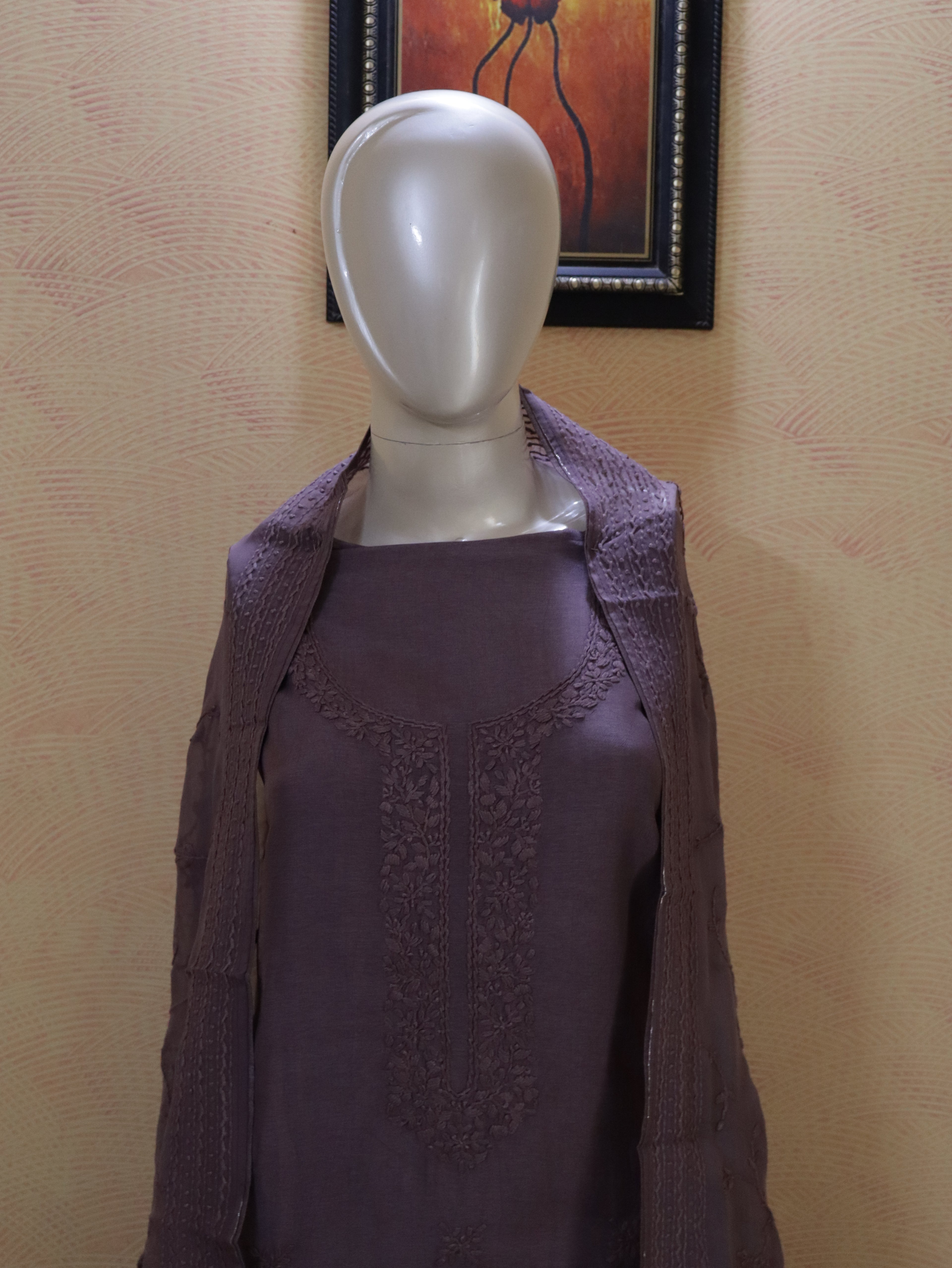 Mauve Dora Silk Suit Material | Soft & Comfortable Elegant Ethnic Dress Material with Dupatta