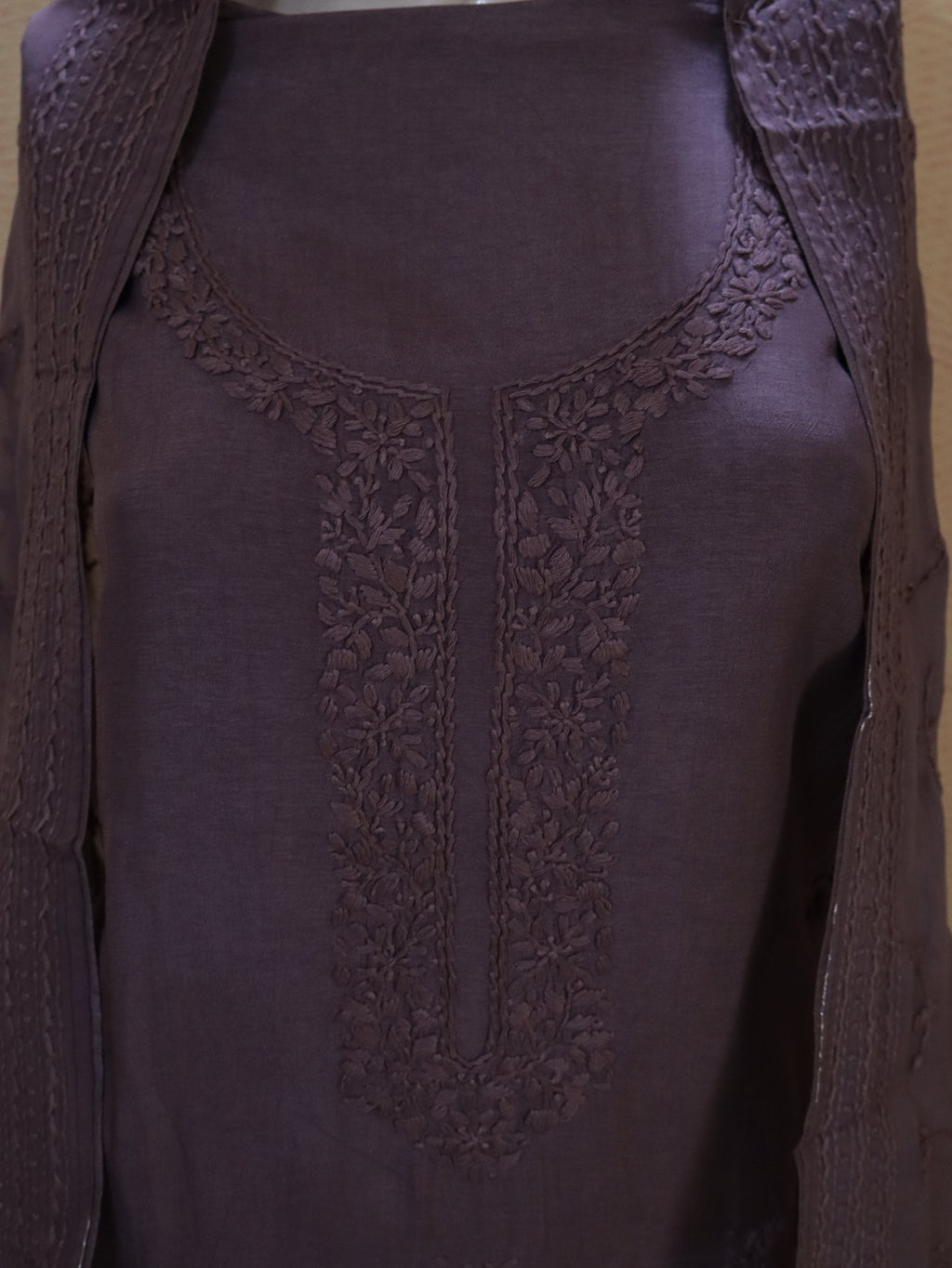 Mauve Dora Silk Suit Material | Soft & Comfortable Elegant Ethnic Dress Material with Dupatta