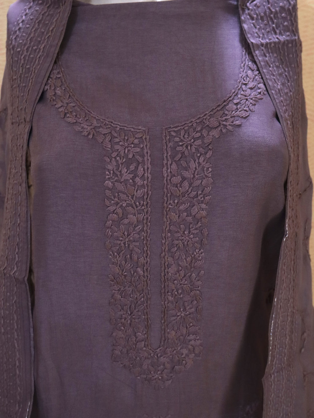 Mauve Dora Silk Suit Material | Soft & Comfortable Elegant Ethnic Dress Material with Dupatta