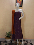 Purple Jhamdhani Silk 3-Piece Suit Material | Soft & Elegant Ethnic Dress Material with Dupatta