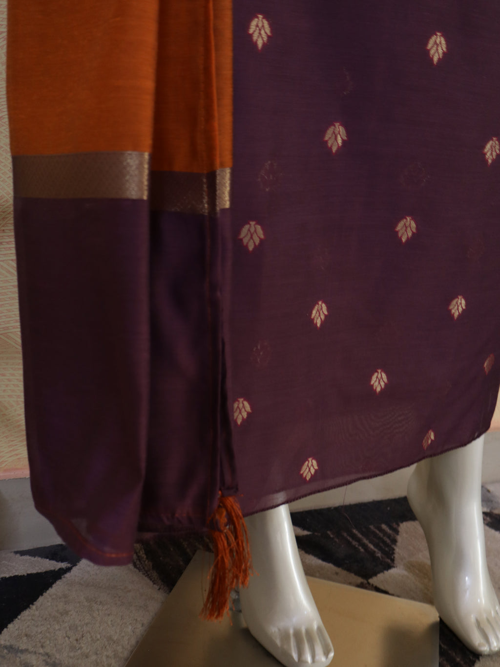 Purple Jhamdhani Silk 3-Piece Suit Material | Soft & Elegant Ethnic Dress Material with Dupatta
