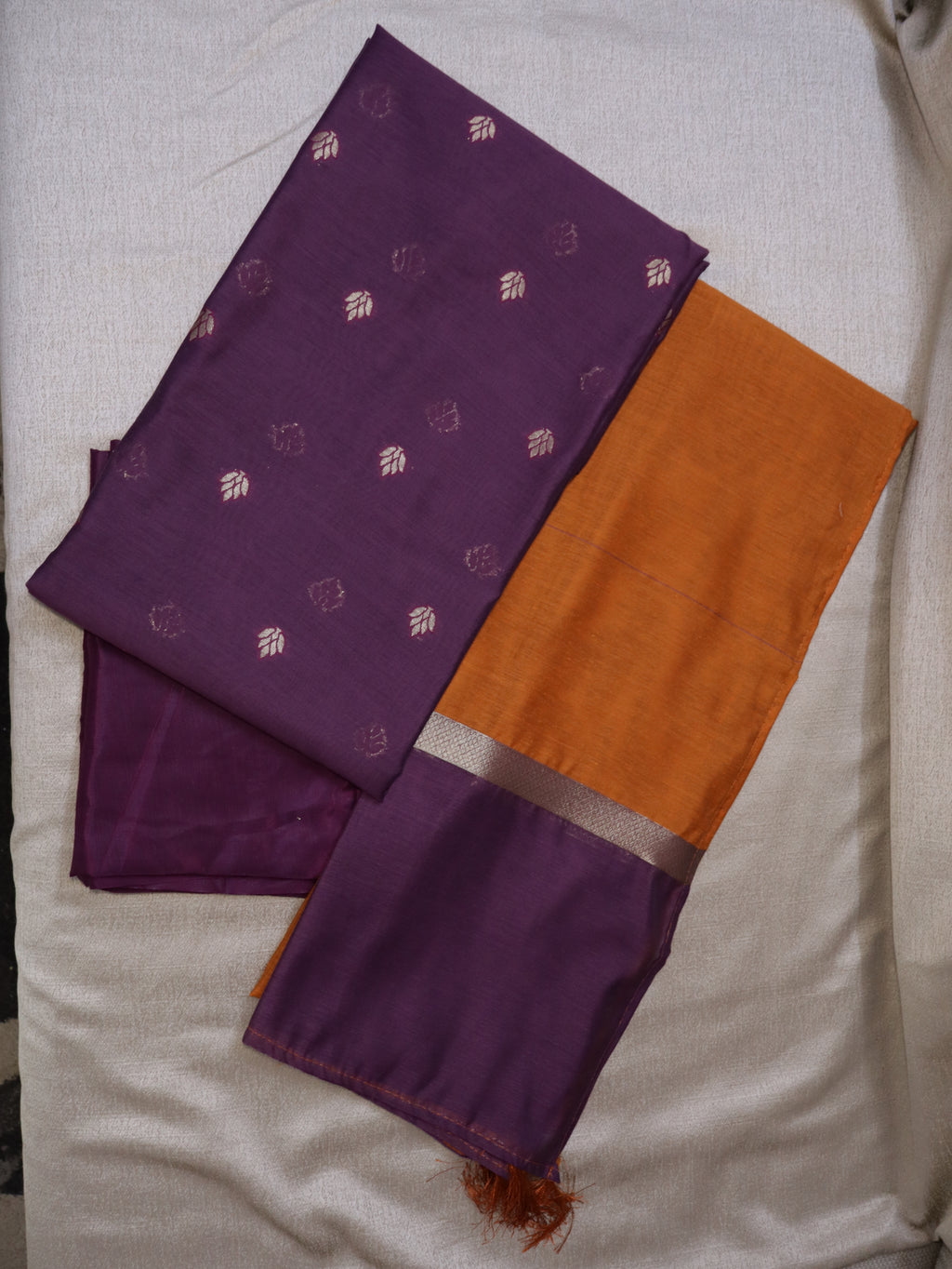 Purple Jhamdhani Silk 3-Piece Suit Material | Soft & Elegant Ethnic Dress Material with Dupatta