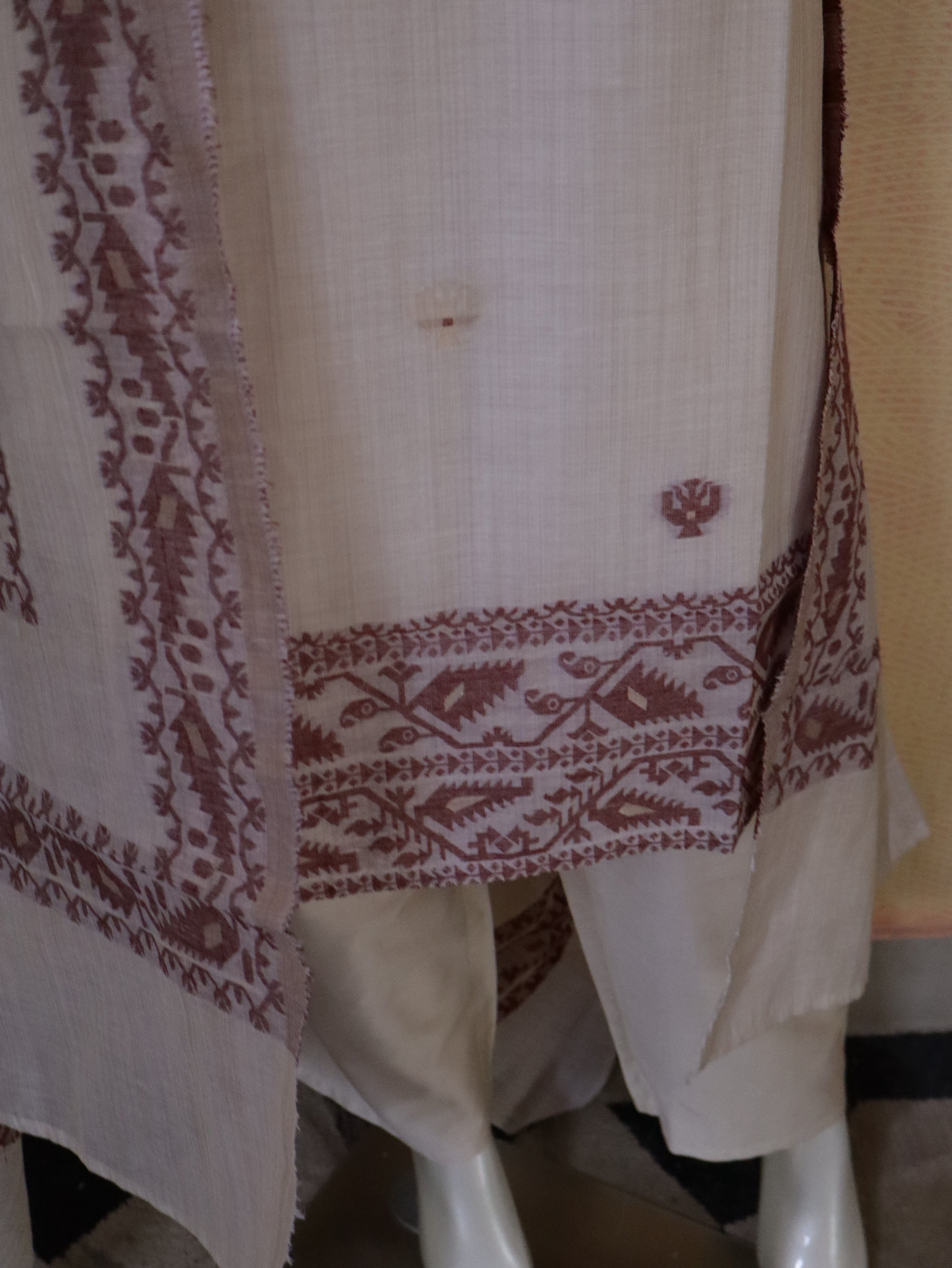 Elegant Chanderi Jhamdhani Stitched Suit with Golden Butas & Lining