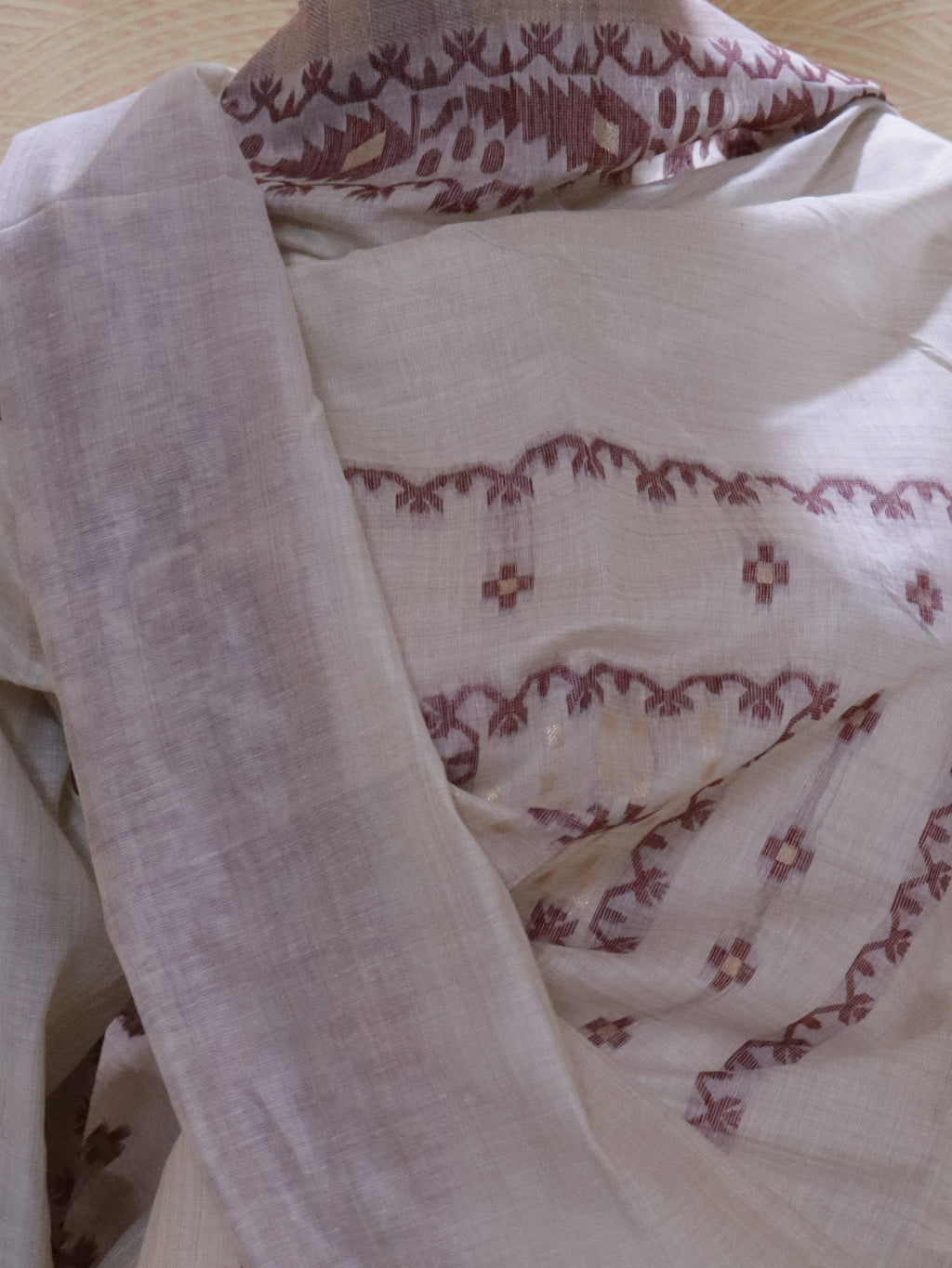 Elegant Chanderi Jhamdhani Stitched Suit with Golden Butas & Lining