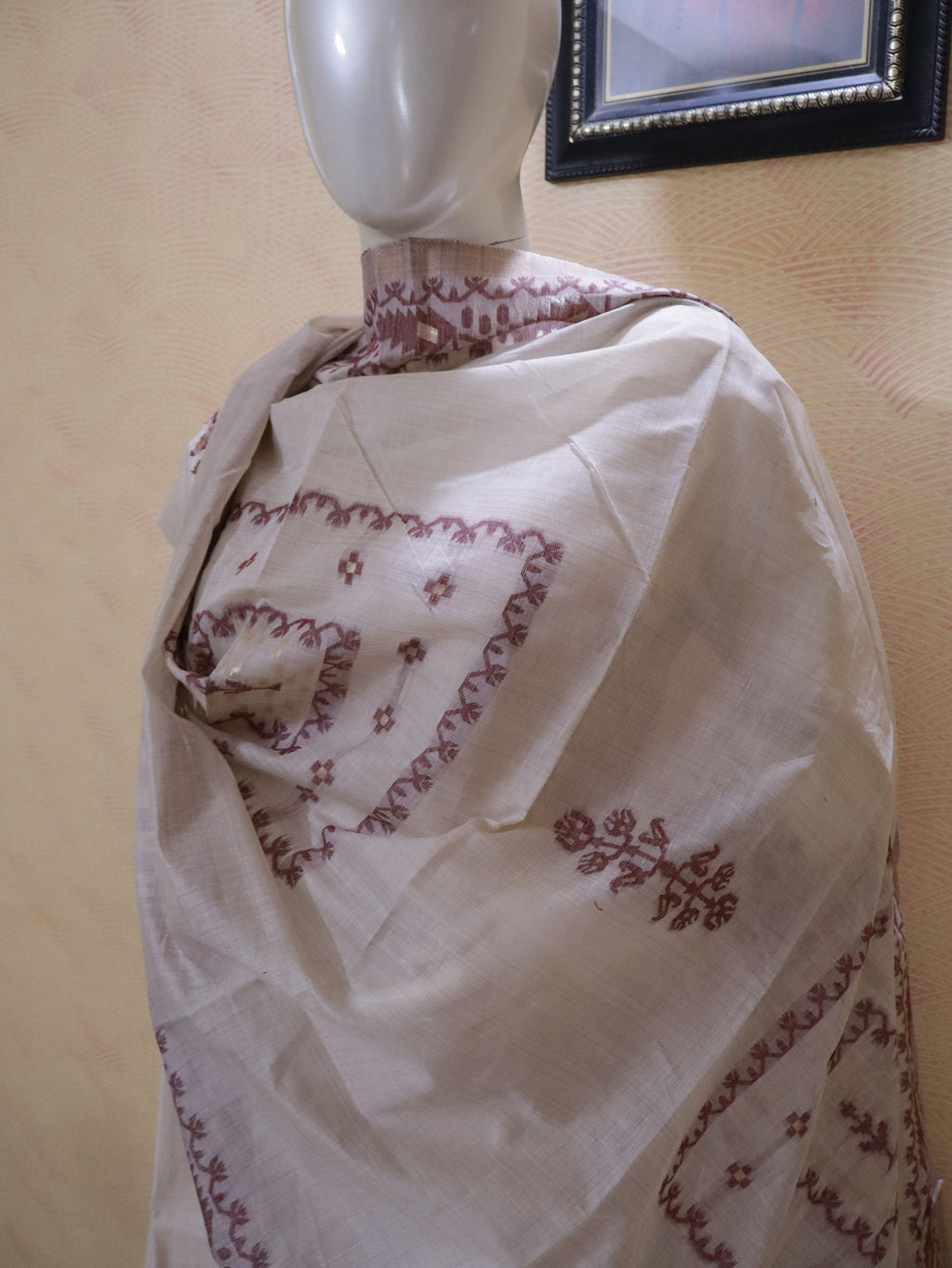 Elegant Chanderi Jhamdhani Stitched Suit with Golden Butas & Lining