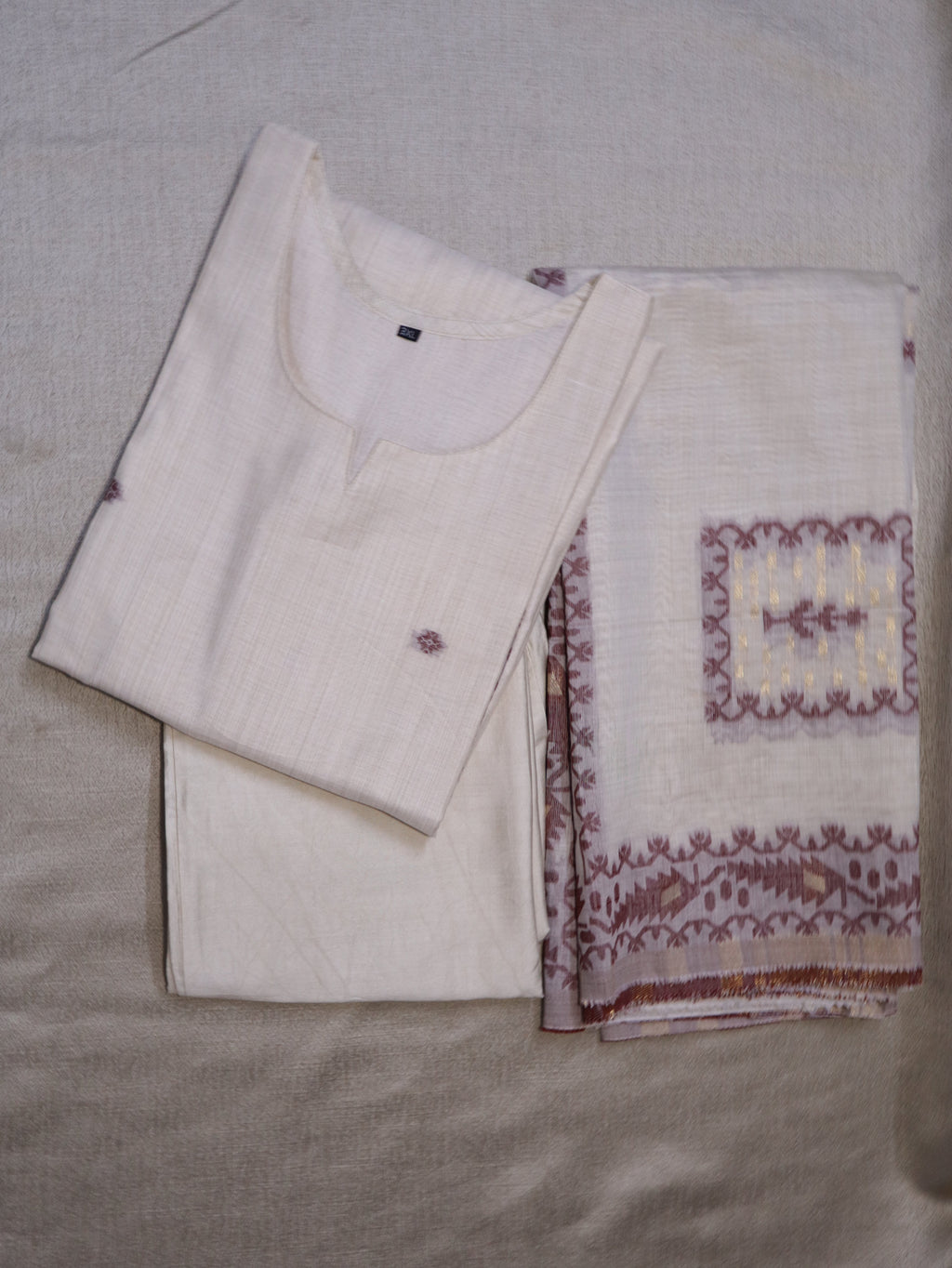 Elegant Chanderi Jhamdhani Stitched Suit with Golden Butas & Lining
