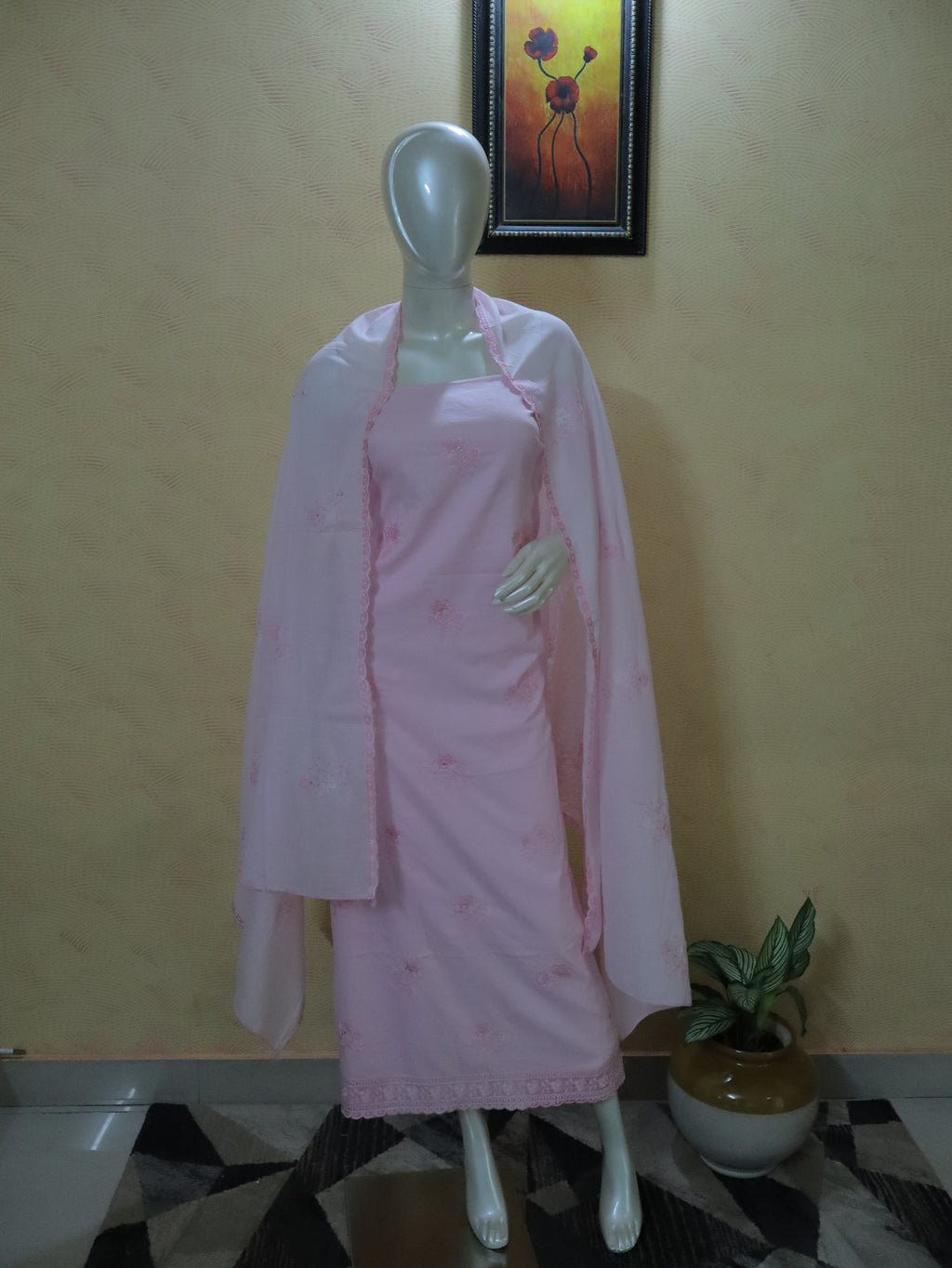 Premium Soft Cotton Embroidered Suit material with Elegant Embroidered Dupatta
