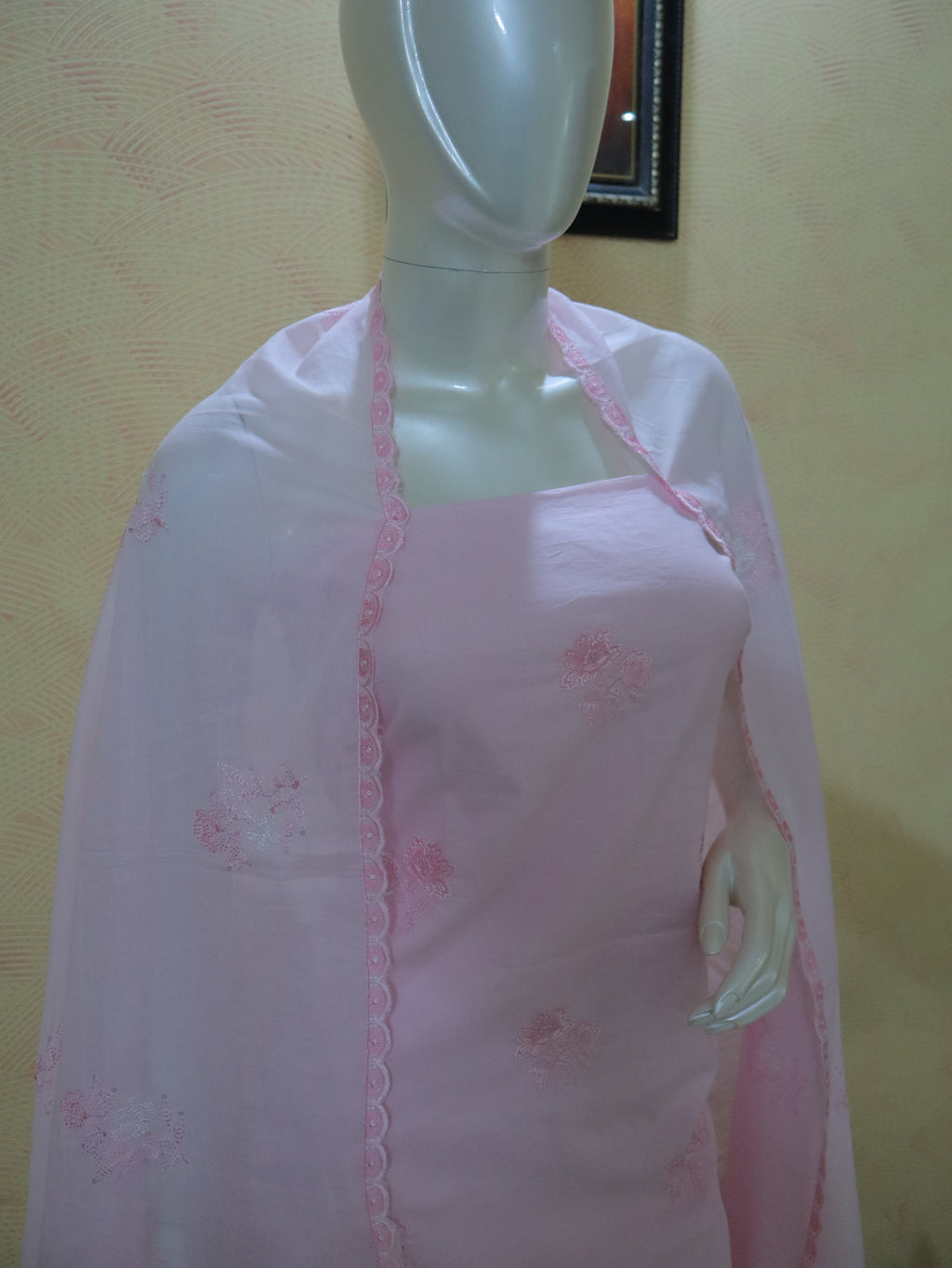 Premium Soft Cotton Embroidered Suit material with Elegant Embroidered Dupatta