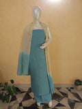 Sage Green  Linen Kurta Set material with Embroidered Butas &  Mul Cotton Dupatta