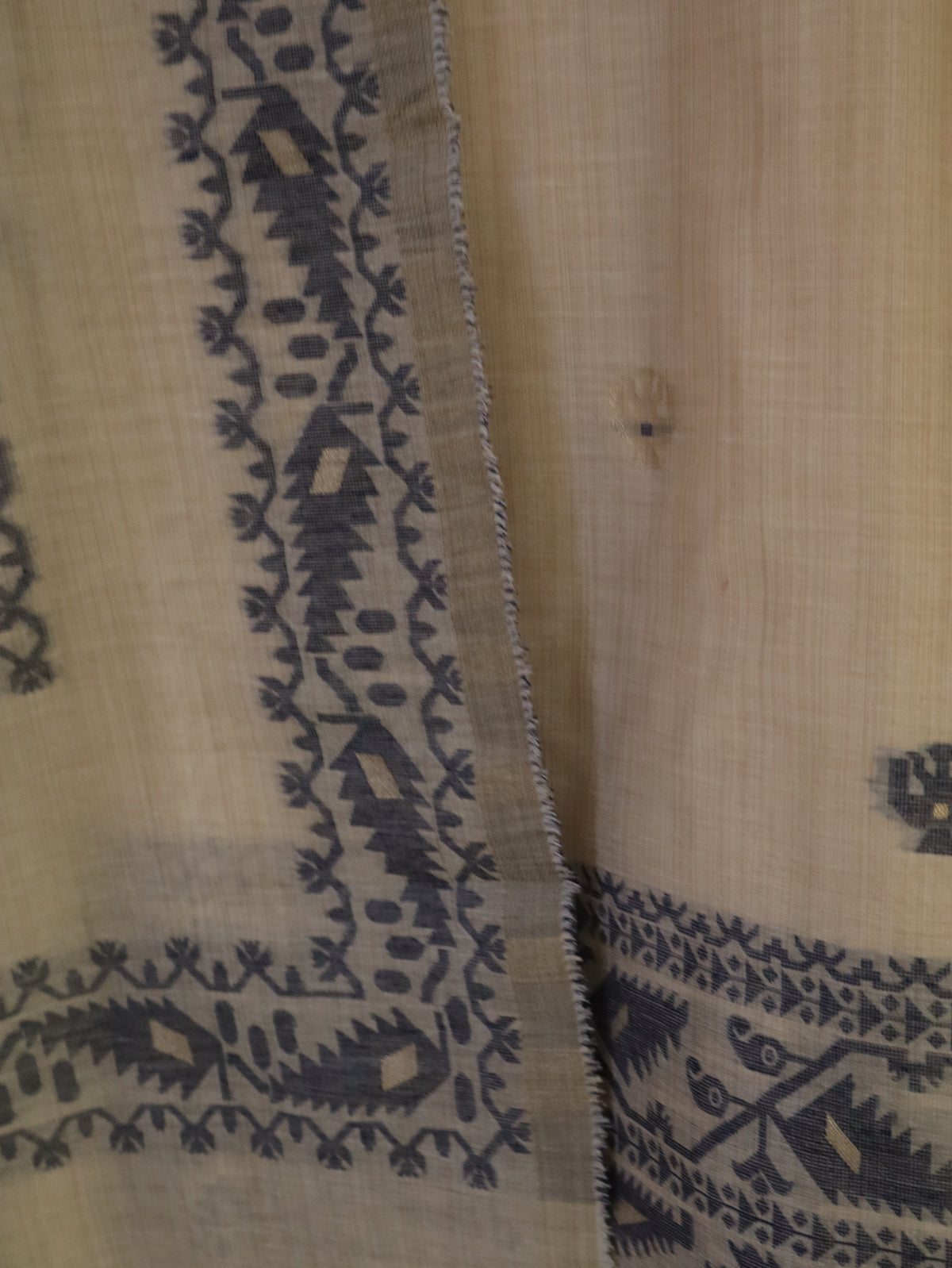 Elegant Chanderi Jhamdhani Blue Stitched Suit with Golden Butas & Lining
