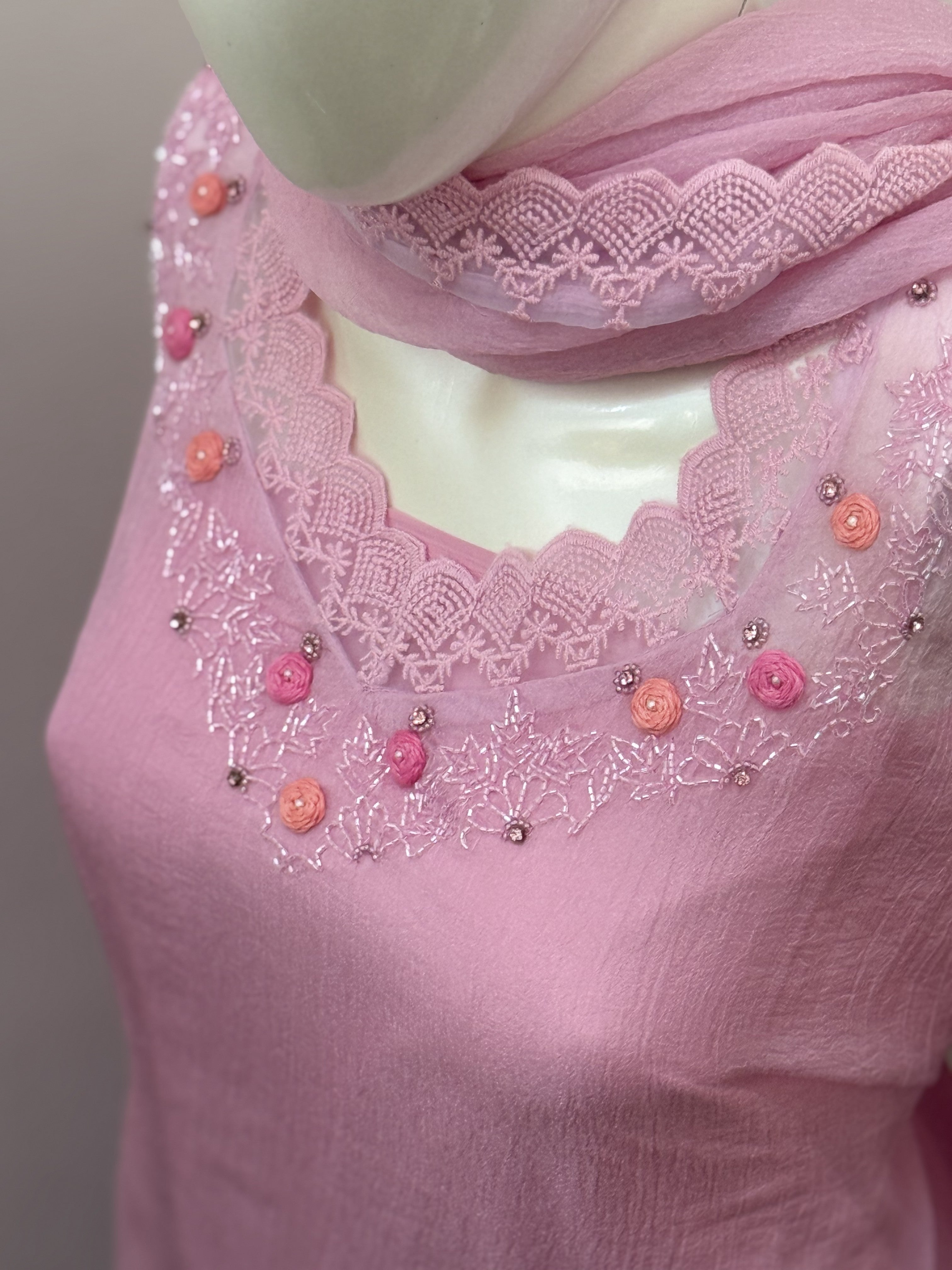 Blush Pink Embroidered Unstitched 2-Piece Churidar Set