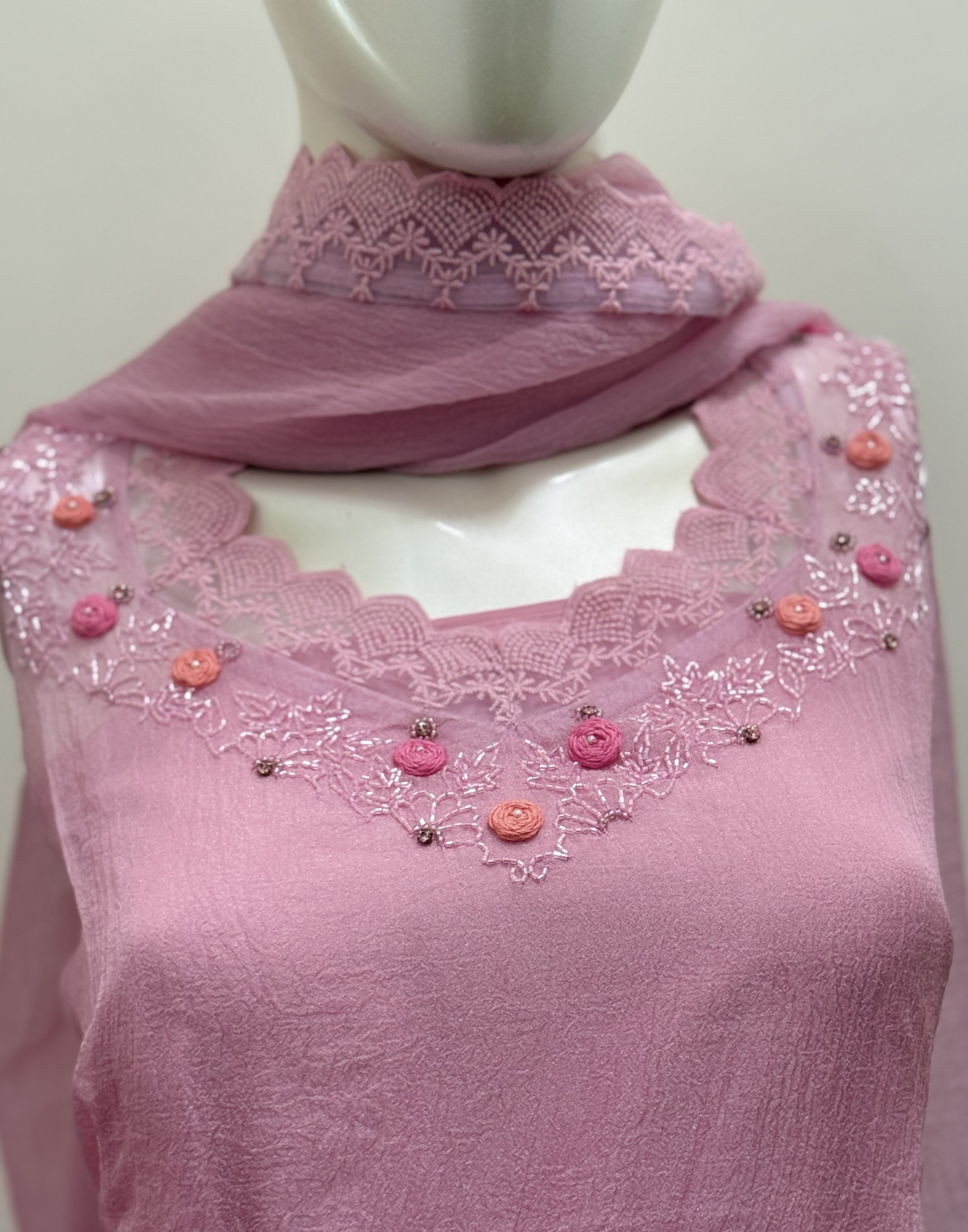Blush Pink Embroidered Unstitched 2-Piece Churidar Set