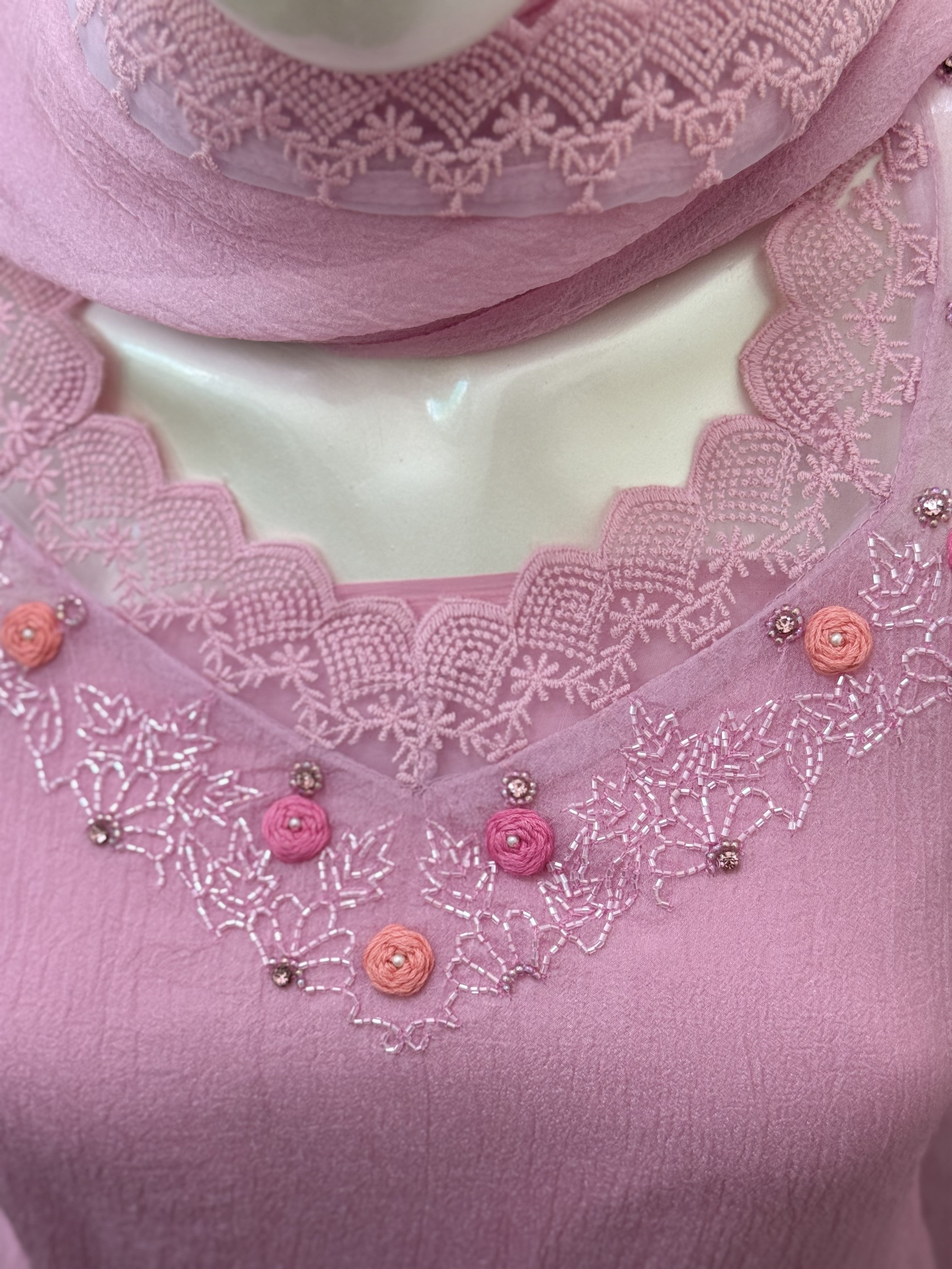 Blush Pink Embroidered Unstitched 2-Piece Churidar Set