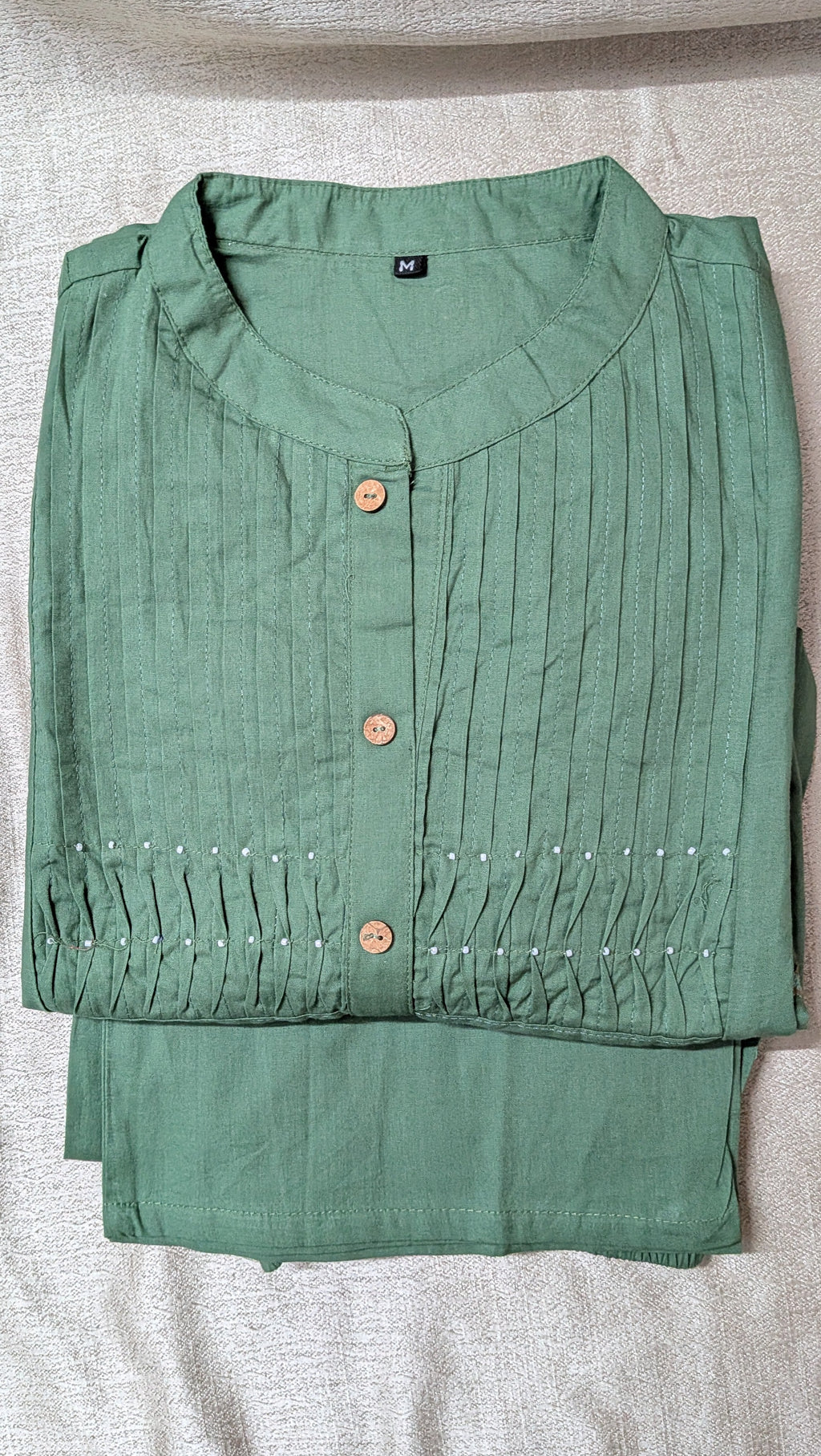 Beautiful Green - Premium Cotton  Co-ord Set with Embroidery