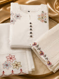 Aulera Signature: The Pristine White Embroidered Mulmul Set