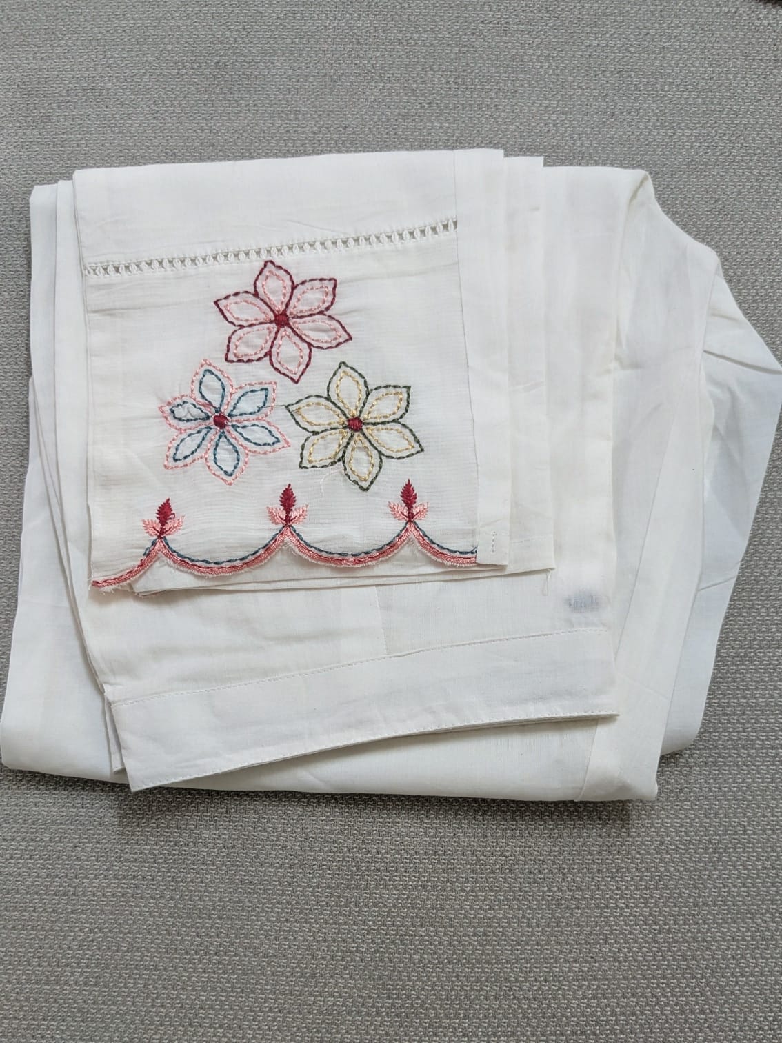 Aulera Signature: The Pristine White Embroidered Mulmul Set